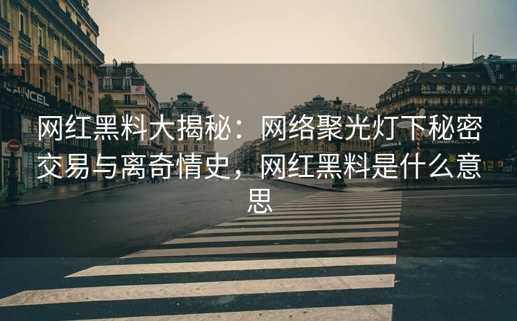 网红黑料大揭秘：网络聚光灯下秘密交易与离奇情史，网红黑料是什么意思